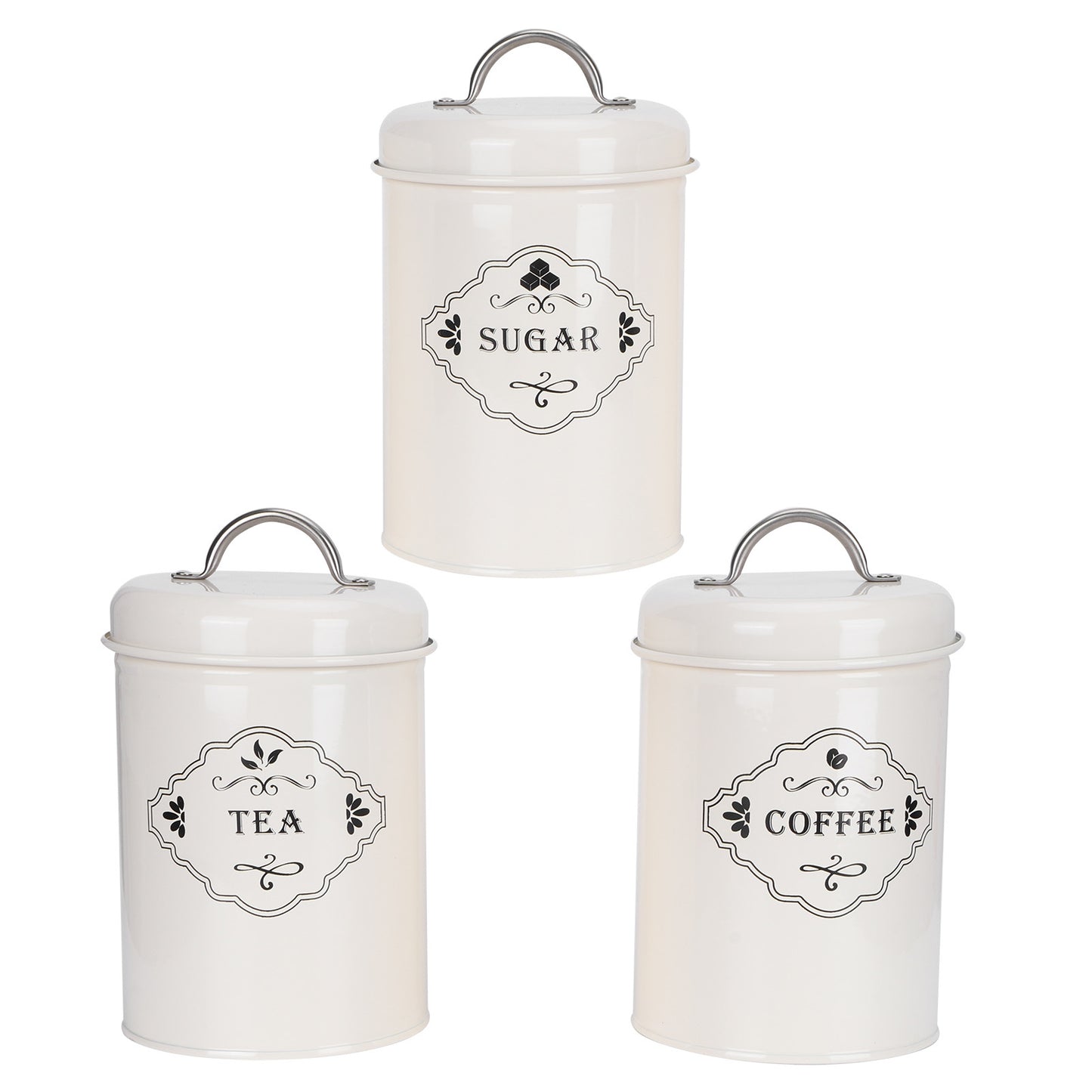 3Pcs/Set Kitchen Storage Jars Sugar Coffee Tea Canisters Food Sealed Storage Container