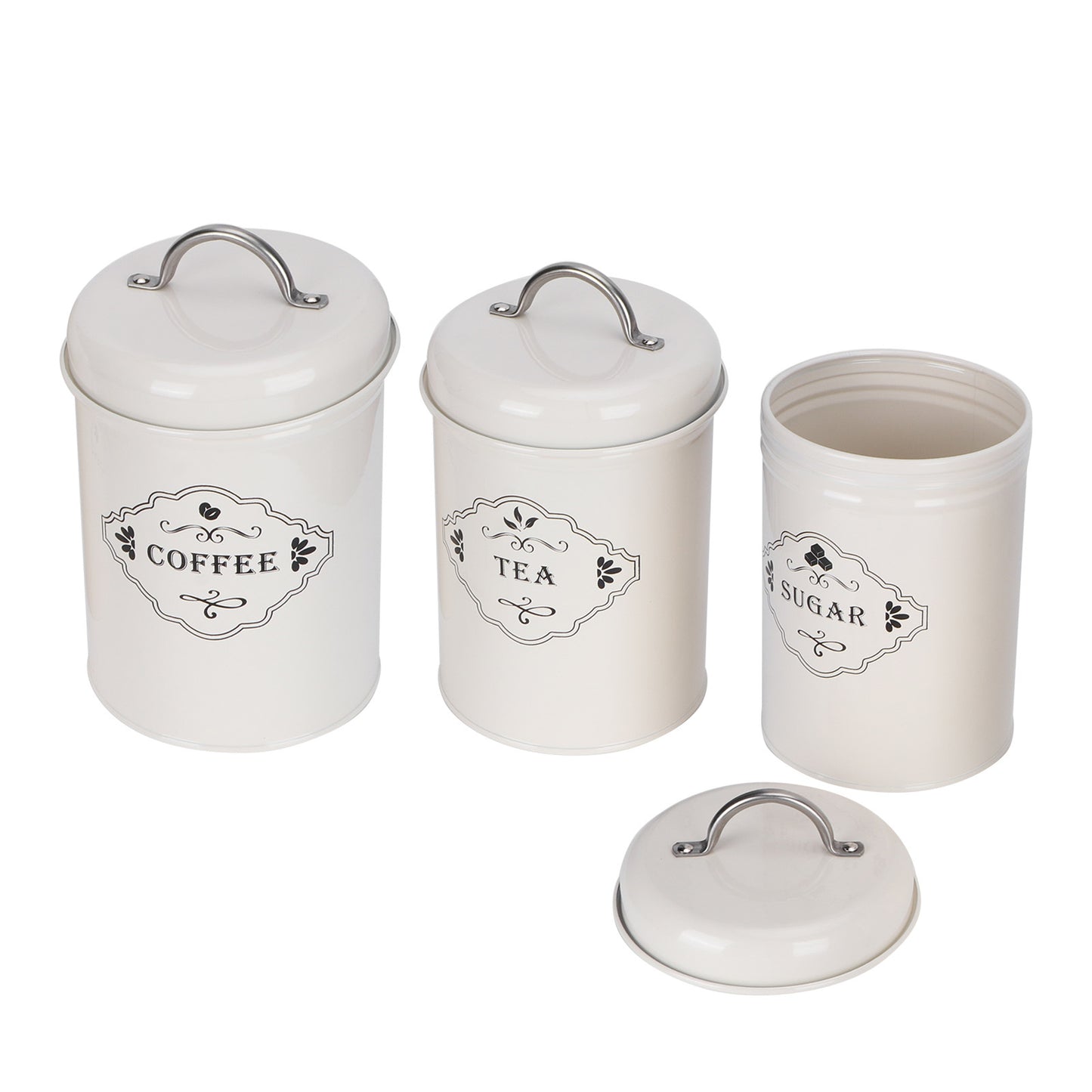 3Pcs/Set Kitchen Storage Jars Sugar Coffee Tea Canisters Food Sealed Storage Container