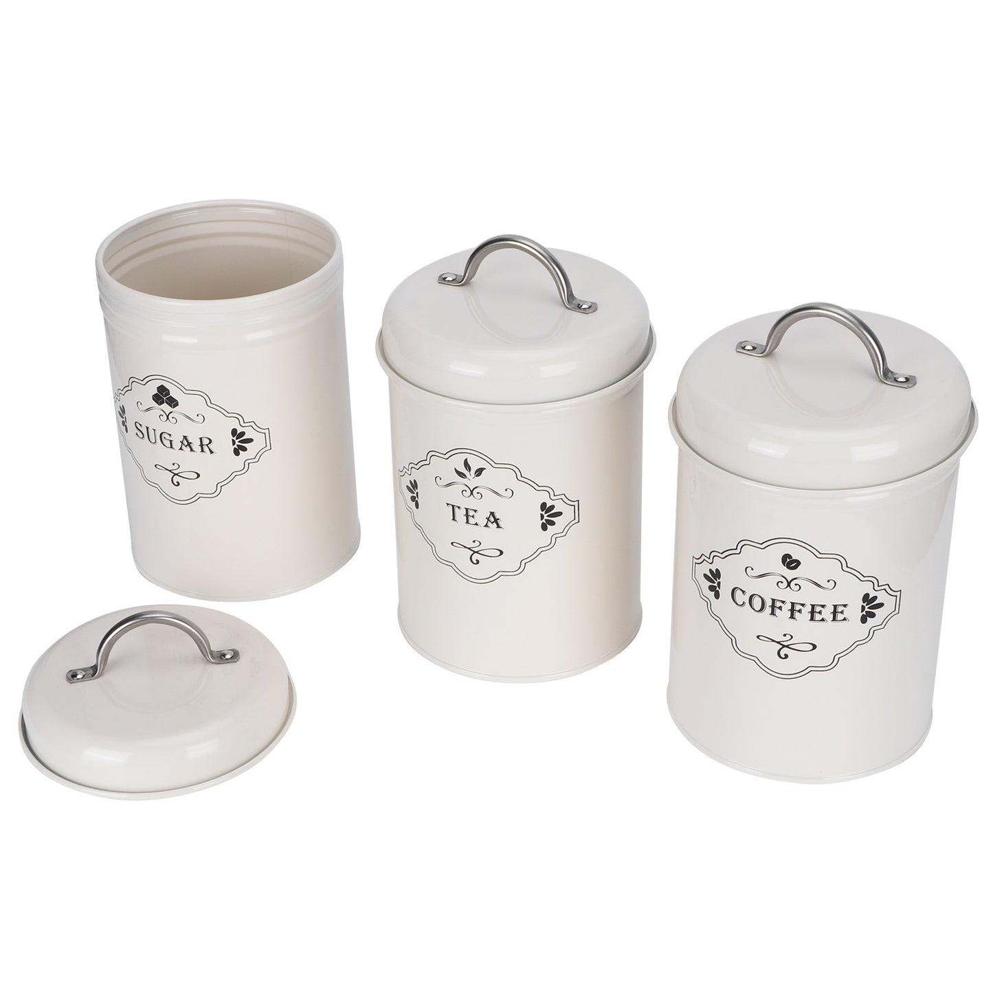 3Pcs/Set Kitchen Storage Jars Sugar Coffee Tea Canisters Food Sealed Storage Container